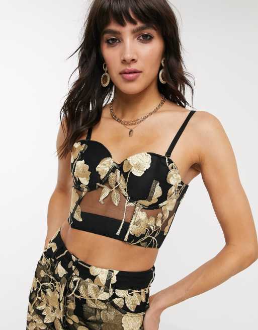Jagger & Stone - Bustier in metallic roze mesh