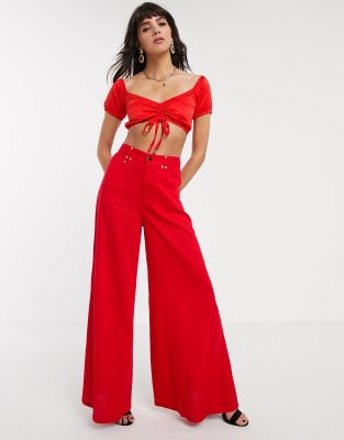 high waisted wide leg linen pants