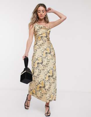 satin snake print dress