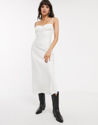 strapless white slip dress