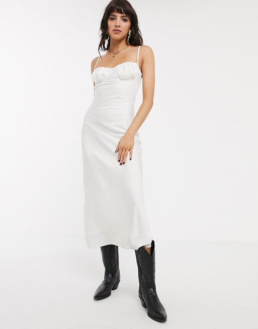 Jagger & Stone midi slip dress with strappy back and structured top in satin