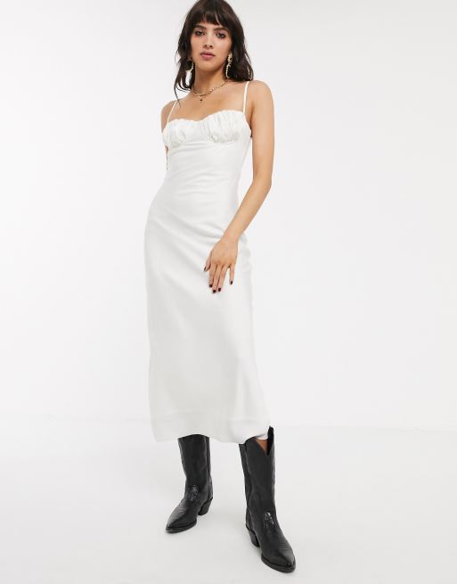 Jagger u0026 Stone midi slip dress with strappy back and structured top in  satin | ASOS