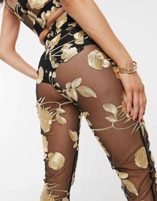 Jagger & Stone - Pantaloni mom a rete rosa metallico, 3 di 4