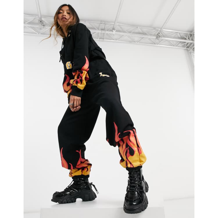 Flame Mashup Sweatpants - Twisted Apparel