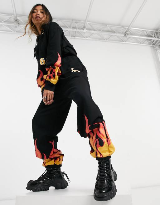 Jagger & Stone relaxed coordinating sweatpants with logo in flame print