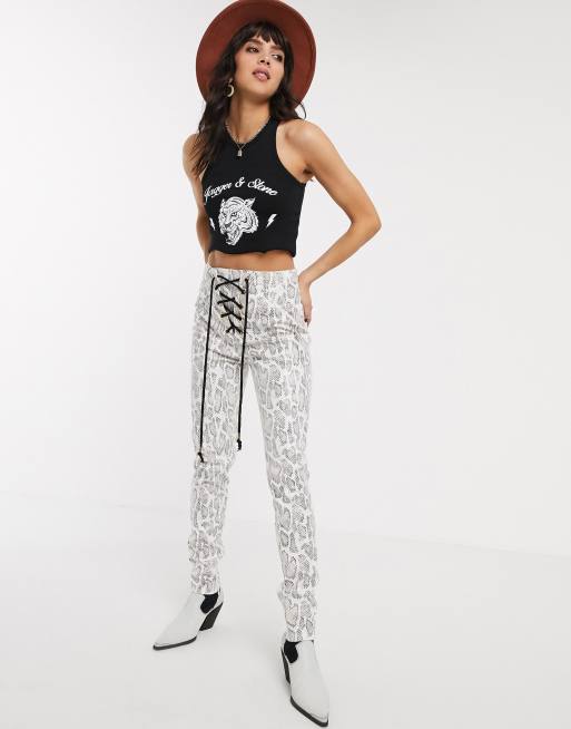 Jagger & Stone straight leg pants in snake vinyl