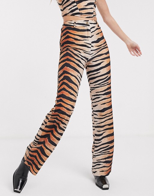 Jagger & Stone straight leg pants in tiger print co-ord
