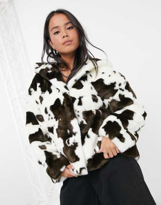 Faux fur hotsell cow print jacket