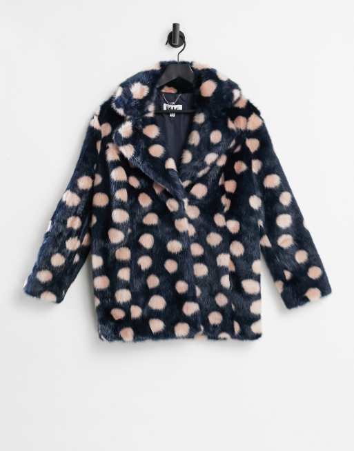 Polka dot 2025 faux fur coat