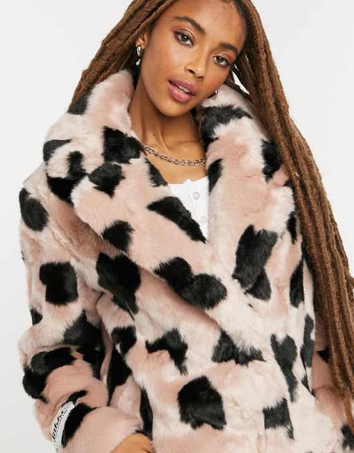 Jakke mid length faux sale fur coat