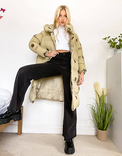 Jakke laura recycled polyester longline jacket with hood in tonal spot