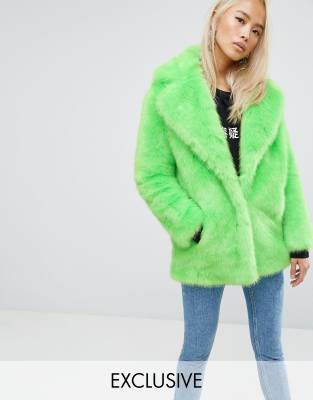 lime green fur coat