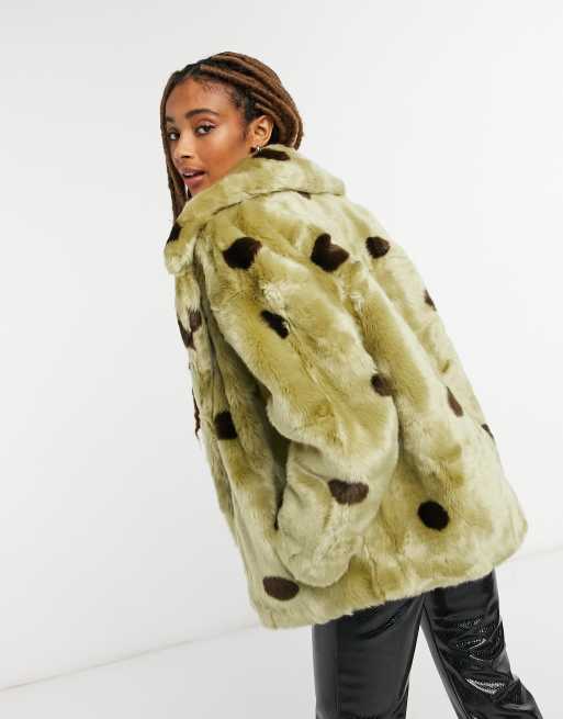 Polka dot 2025 faux fur coat