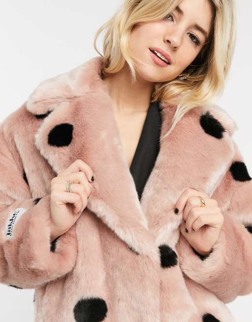 Polka dot clearance faux fur coat