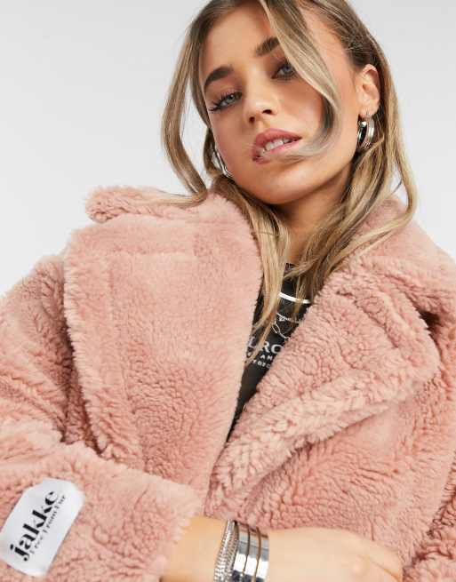 Asos pink hotsell teddy coat