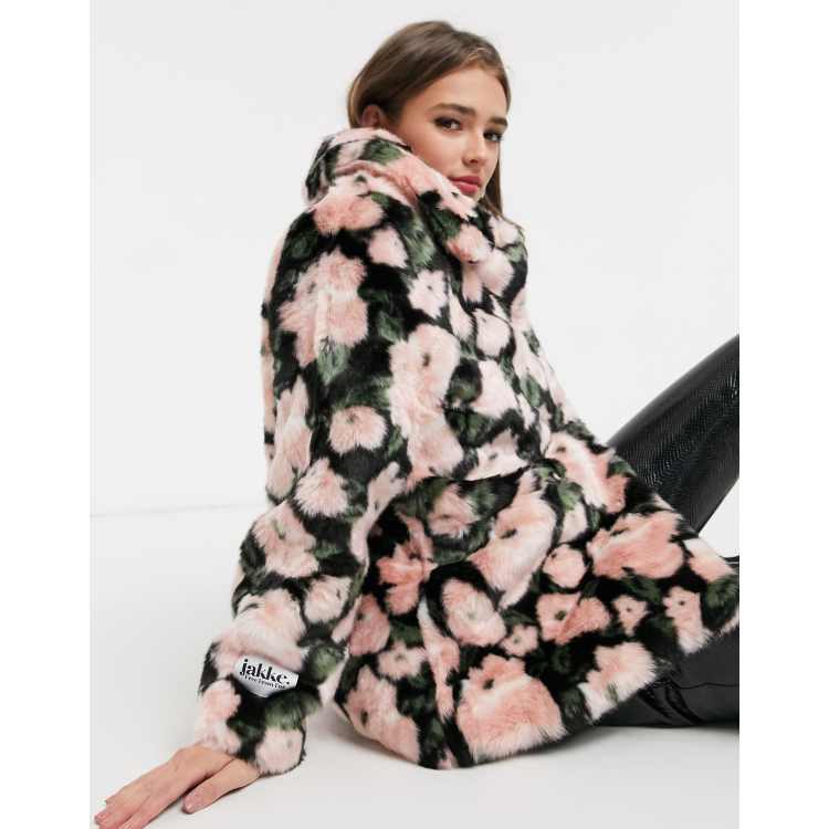 floral fur jacket