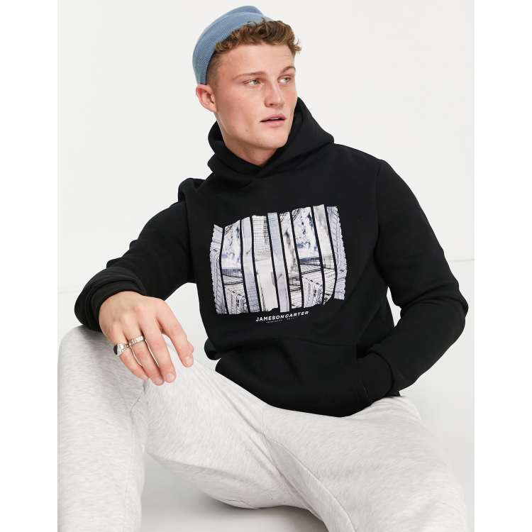 Jameson Carter atlas graphic print hoodie in black ASOS