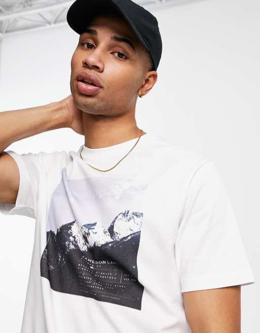 Jameson Carter – Biały T-shirt z grafiką z lodowcem