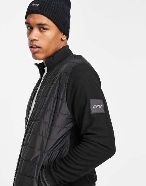 Jameson Carter - Bonnington - Gewatteerd hybride puffer jack in zwart