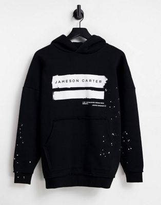 Jameson Carter brandon paint mark hoodie in black