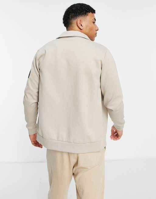 Jameson Carter - Jake - Giacca leggera a maniche lunghe beige con cerniera lampo, 3 di 4