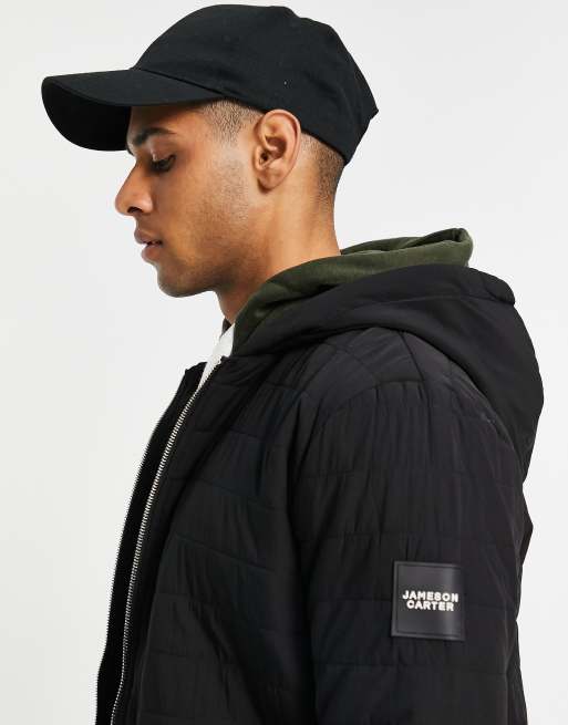 Jameson Carter – Sivan – Leichte Steppjacke in Schwarz mit Kapuze