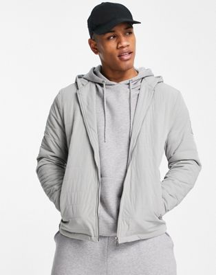 Jameson Carter sivan lightweight puffer jacket in grey with hood