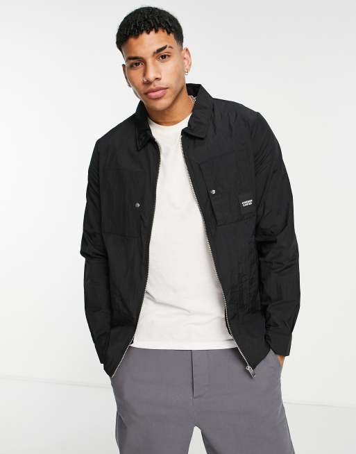 Jameson Carter xander long sleeve nylon overshirt in black | ASOS