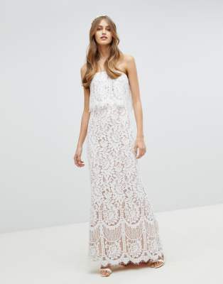 jarlo all over lace bandeau maxi dress