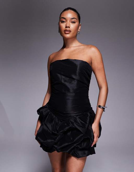 Jarlo bandeau mini dress with 3d ruffle skirt in black, 4 of 4