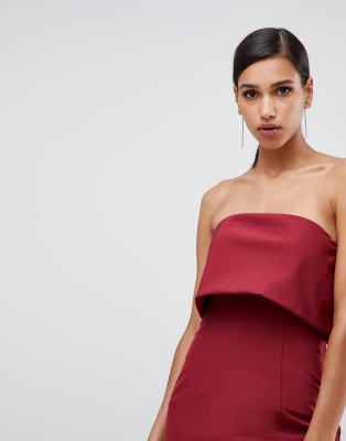 berry layered split front maxi dress