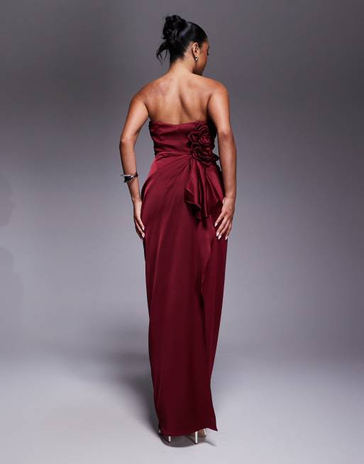 jarlo bridesmaid dresses Rebecca Strap Maxi Dress with Pleated Sweetheart Neckline