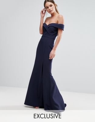 Jarlo Bardot Bandeu Maxi Dress with Fishtail