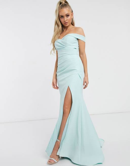 Jarlo bardot maxi dress with sweetheart plunge in mint