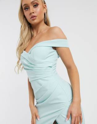 mint bardot dress