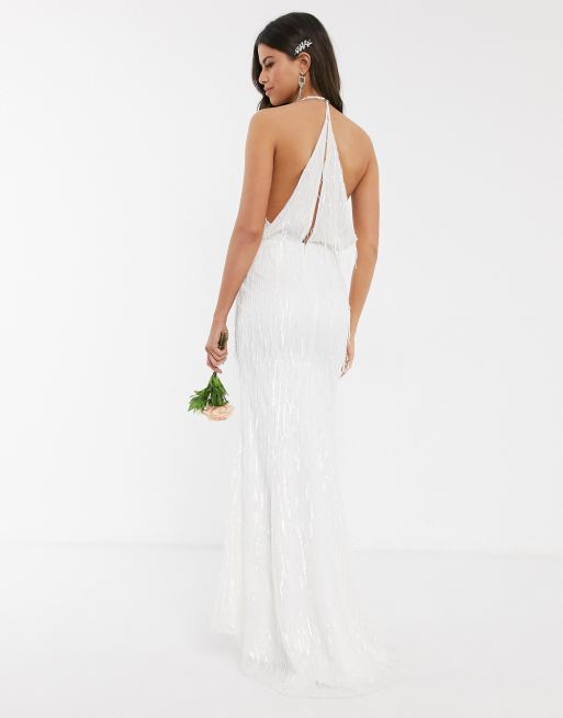 Asos edition fringe outlet maxi wedding dress