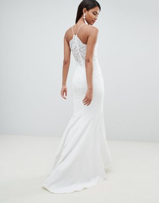 jarlo tall cami strap maxi dress with button back detail in blue