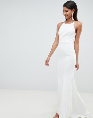 white fishtail maxi dress