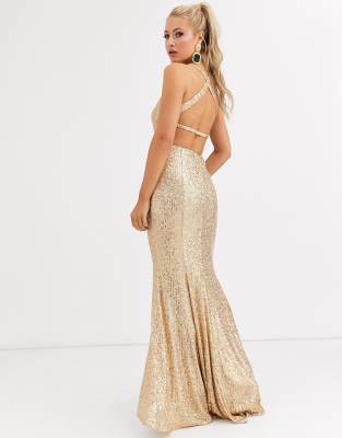 asos gold gown