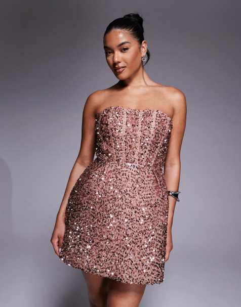 Jarlo corset sequin structured mini dress in gold - view 1