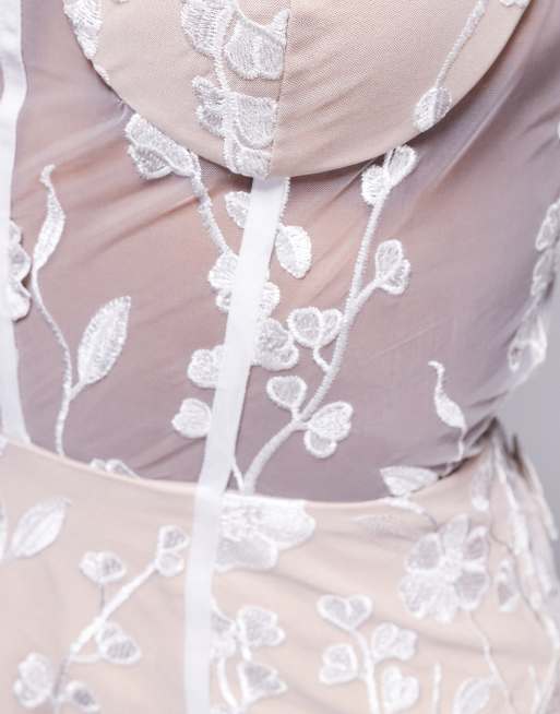 sachin and babi light blue dress Fairy Pearled 3D Flowers Off-shoulder Lilac Tulle Dress