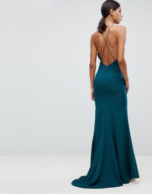 jarlo fishtail maxi dress with strappy back in green