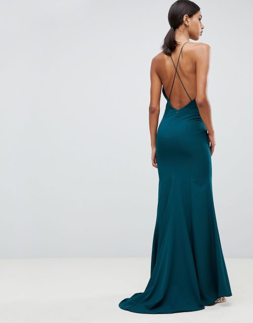 Jarlo fishtail maxi dress on sale with strappy back in green