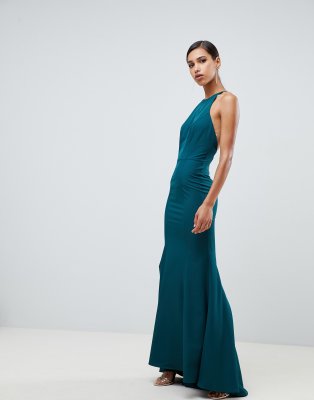 jarlo fishtail maxi dress with strappy back in green