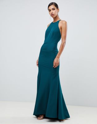 jarlo fishtail maxi dress with strappy back in green