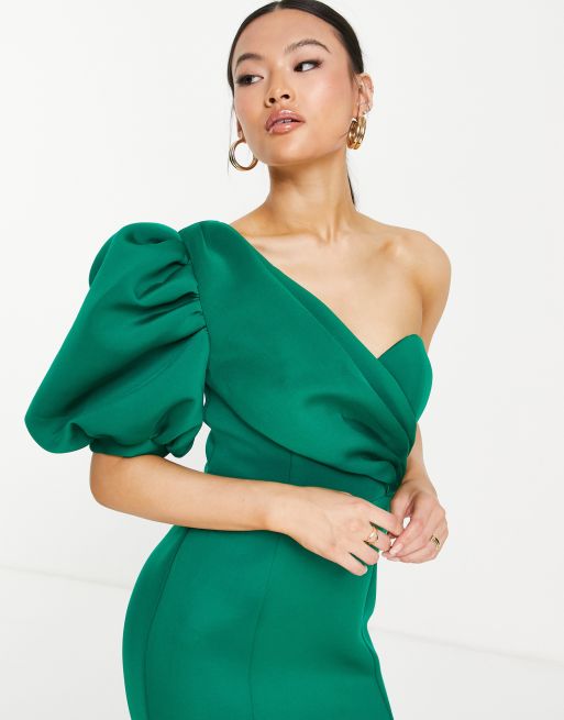 Robe verte manche outlet bouffante