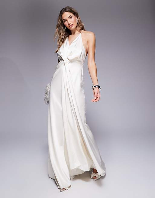 halter neck dress formal GLS Long Evening Prom - Tiffany Color - Size L This long dress featuring a halter high neckline that tie along the back Plunging V-Neck Long Halter Formal