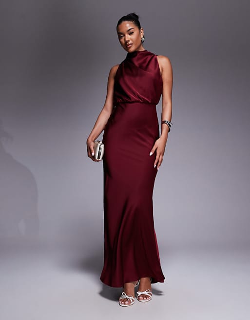 maxi burgundy dress Babyboo Nefertiti in Size S The princess Louanne Slinky Long Sleeve Maxi