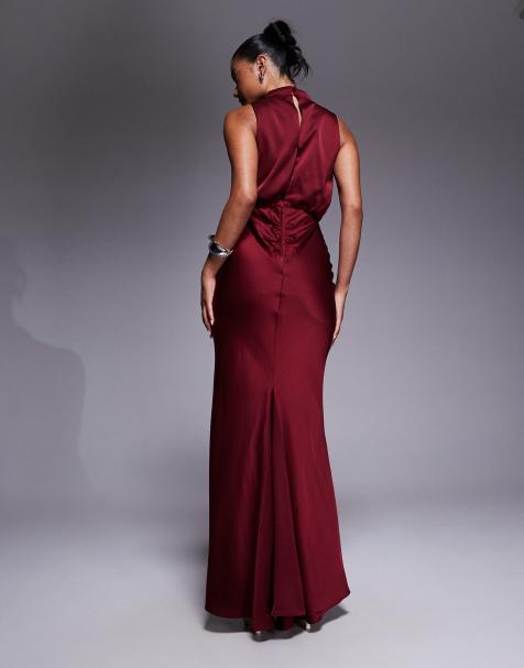 white christmas dresses Not Just Pajama Petals Silk Bias-Cut Dress in Red