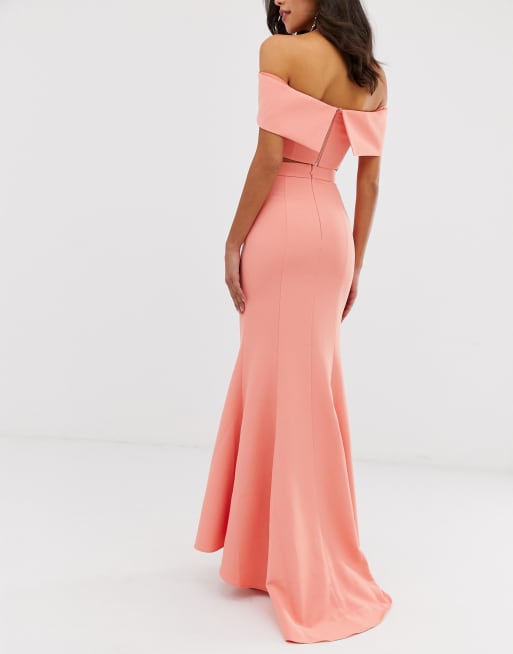 Jarlo high waist maxi on sale fishtail skirt co-ord in coral